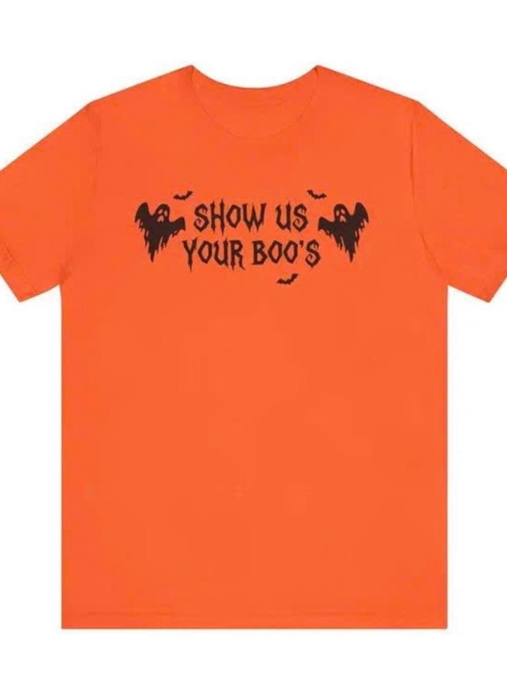 Orange Halloween Graphic Tee with Black Ghost Design
